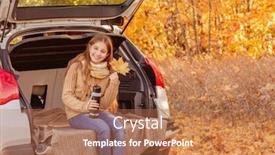  Presentation with car park - PPT theme with pretty-girl-sitting-in-car background and a coral colored foreground