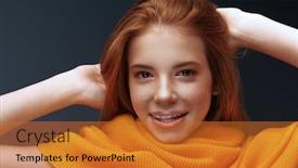  Presentation with orthodontics - Slide deck consisting of pretty-girl-teenager-smiling background and a red colored foreground