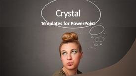 Presentation with pretty girl - Beautiful PPT theme featuring pretty girl thinking with speech backdrop and a dark gray colored foreground