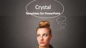  Presentation with pretty girl - Theme having pretty girl thinking with speech background and a dark gray colored foreground