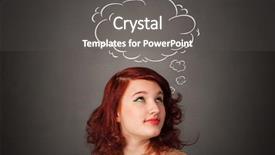  Presentation with brain thinking - Presentation with pretty girl thinking with speech background and a dark gray colored foreground