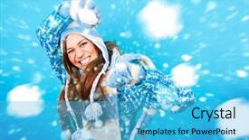  Presentation with pretty girl - Presentation with sassy - pretty girl throwing a snowball background and a cyan colored foreground