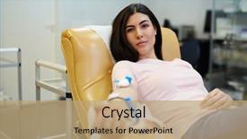  Presentation with pretty girl - Presentation theme with pretty girl transfusing her blood background and a coral colored foreground