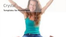  Presentation with pretty girl - Colorful presentation theme enhanced with pretty-girl-using-laptop-isolated backdrop and a sky blue colored foreground