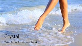  Presentation with pretty girl - Audience pleasing presentation consisting of pretty girl walking in water backdrop and a light blue colored foreground