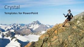  Presentation with pretty girl - Colorful slide set enhanced with pretty-girl-wearing-retro-hat backdrop and a light blue colored foreground