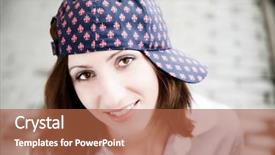  Presentation with close up baby girl knitted - Cool new PPT theme with pretty girl with baseball cap backdrop and a red colored foreground