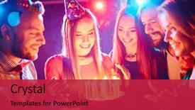  Presentation with pretty girl - Slide set with pretty girl with birthday cake background and a red colored foreground