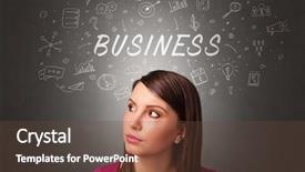  Presentation with pretty girl - Amazing slide set having pretty girl with business task backdrop and a tawny brown colored foreground