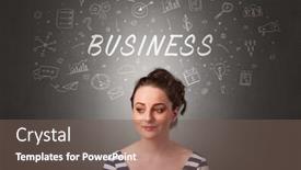  Presentation with task - Beautiful presentation featuring pretty girl with business task schedule concept backdrop and a violet colored foreground