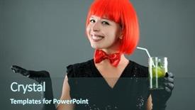  Presentation with party invitation - Presentation with pretty girl with cocktail background and a  colored foreground