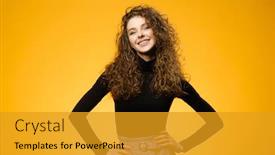  Presentation with curly hair - Amazing presentation having pretty-girl-with-curly-hair backdrop and a gold colored foreground