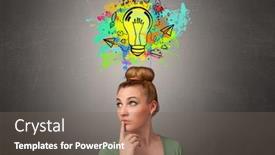  Presentation with design thinking - Slides featuring pretty girl with design thinking concept background and a violet colored foreground