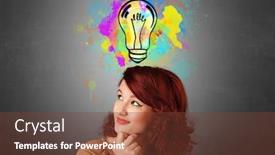  Presentation with design thinking - Beautiful slide set featuring pretty girl with design thinking concept backdrop and a tawny brown colored foreground