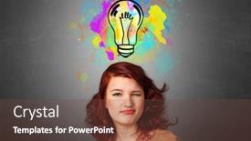  Presentation with design thinking - Slide deck consisting of pretty girl with design thinking concept background and a tawny brown colored foreground