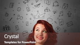  Presentation with above and beyond - Cool new slide deck with pretty girl with drawn tasks backdrop and a  colored foreground