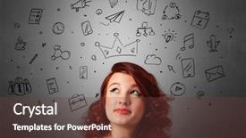  Presentation with above and beyond - Beautiful presentation design featuring pretty girl with drawn tasks backdrop and a tawny brown colored foreground