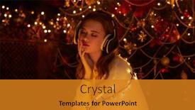  Presentation with christmas music - Presentation theme enhanced with pretty-girl-with-evening-make background and a gold colored foreground