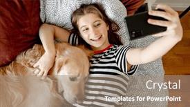  Presentation with cell - Slides with pretty-girl-with-golden-retriever background and a coral colored foreground