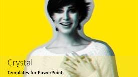  Presentation with pretty girl - PPT layouts having pretty-girl-with-hands background and a yellow colored foreground