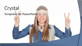  Presentation with pretty girl - Presentation theme having pretty girl with hippie clothes background and a white colored foreground
