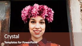  Presentation with crown - Amazing PPT theme having flower crown in her head backdrop and a tawny brown colored foreground