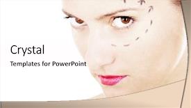  Presentation with customer service face of pretty - Presentation enhanced with pretty girl with plastic surgery background and a  colored foreground