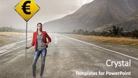  Presentation with pretty girl - Cool new slide set with pretty girl with roadsign mixed backdrop and a gray colored foreground
