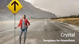  Presentation with pretty girl - Colorful theme enhanced with pretty girl with roadsign mixed backdrop and a gray colored foreground