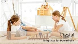 Presentation with kids playing - Presentation theme with pretty-girls-playing-chess-game background and a lemonade colored foreground