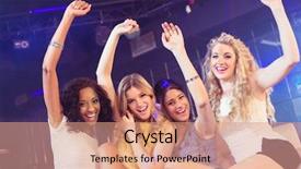  Presentation with horses and girls - Slides featuring pretty girls with arms up background and a coral colored foreground