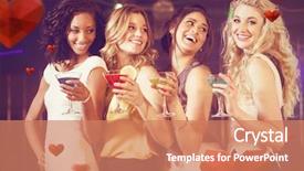  Presentation with hearts - Amazing PPT layouts having pretty girls with cocktails against hearts backdrop and a coral colored foreground