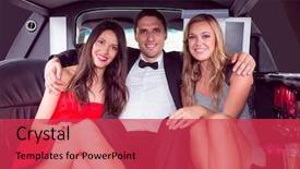  Presentation with girls night - Colorful slide deck enhanced with pretty girls with ladies man in the limousine on a night backdrop and a red colored foreground
