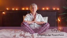  Presentation with spiritual - PPT theme enhanced with pretty-grey-haired-mature-woman background and a  colored foreground