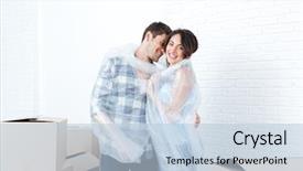  Presentation with married - Amazing PPT theme having pretty happy married couple moving backdrop and a  colored foreground