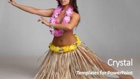  Presentation with hawaiian luau - Slide deck consisting of pretty hawaiian tropical hula dancer background and a coral colored foreground