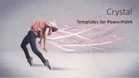  Presentation with hip hop - Slide set featuring pretty hip hop dancer dancing contemporary dance illustrated with glowing motion lines in the background concept background and a light gray colored foreground