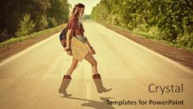  Presentation with spirit - Colorful presentation enhanced with pretty-hippie-girl-is-crossing backdrop and a yellow colored foreground