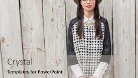  Presentation with bleached - Audience pleasing presentation theme consisting of pretty-hipster-looking-at-camera backdrop and a light gray colored foreground