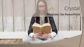  Presentation with reading - Audience pleasing slide deck consisting of pretty-hipster-reading-a-book backdrop and a light gray colored foreground