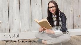  Presentation with reading - Theme having pretty-hipster-reading-a-book background and a mint green colored foreground