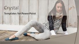  Presentation with bleached - PPT layouts with pretty-hipster-using-her-laptop background and a light gray colored foreground