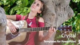  Presentation with pretty girl - Presentation having pretty hispanic teenage girl playing background and a violet colored foreground