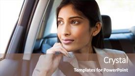  Presentation with car business - Theme enhanced with pretty indian business executive daydreaming background and a coral colored foreground