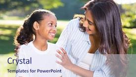  Presentation with children talking - Cool new presentation theme with pretty indian mother talking backdrop and a sky blue colored foreground