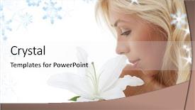  Presentation with snowflakes - Presentation theme featuring pretty lady with madonna lily and snowflakes background and a white colored foreground