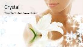  Presentation with water lily - Amazing theme having pretty lady with madonna lily in water with snowflakes backdrop and a coral colored foreground