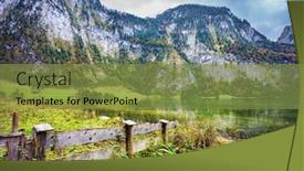  Presentation with lake - Beautiful presentation theme featuring pretty-lake-konigssee-berchtesgaden backdrop and a tawny brown colored foreground