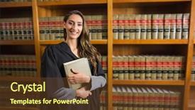  Presentation with university library - Slide set having pretty lawyer looking at camera background and a tawny brown colored foreground