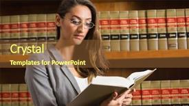  Presentation with law school - PPT theme featuring pretty lawyer reading background and a tawny brown colored foreground